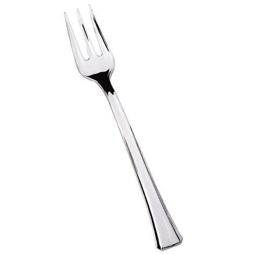 Mini Polished Silver Plastic Fork – Durable Disposable Utensils for Desserts Appetizers Samples Catering Parties Events Buffets and Food Service Supplies Small Heavy Duty (384)