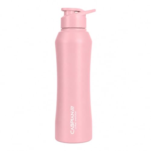 Image of Caspian Trek Customised Stainless Steel Water Bottle 1L, H Peach with Logo Print - Personalised Water Bottle with Your Name Print for Kids Boys Girls School Office Gym- Perfect for Corporate Gifting