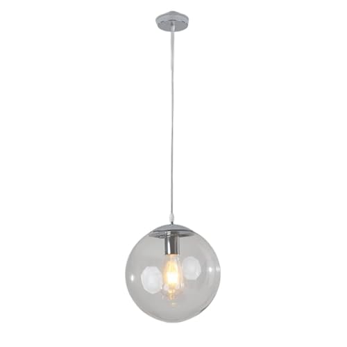 Lustre moderne E27 en verre transparent argenté modèle C pour décoration maison