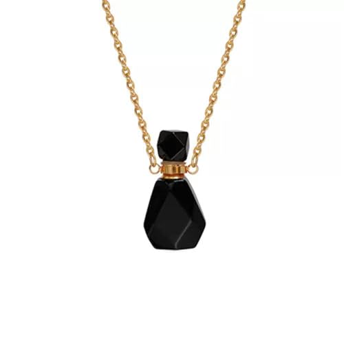 Pendentif collier oeil de tigre cristal de quartz naturel et bouteille huile essentielle