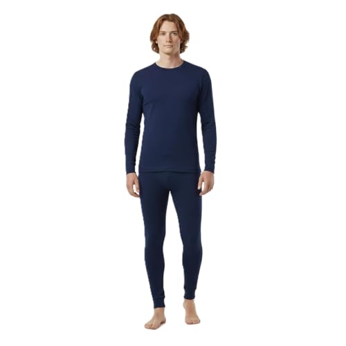 BestSale247 Herren Merino Wolle Thermo Unterwäsche Set (Hemd + Hose) warmes Winter Skiunterwäsche Merinowolle (Dunkelblau, L)