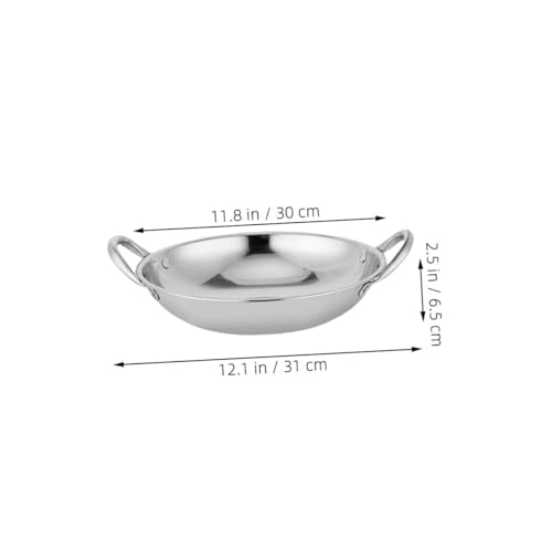 Wok de acero inoxidable con fondo redondo y asas dobles miniatura 2