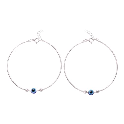Image of 925 Silver Evil Eye Anklet for Women | Adjustable Charm Payal