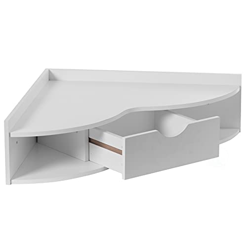 Image of Basicwise Wall Mounted Folding Table with Drawer - Floating Space-Saving