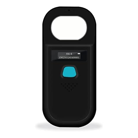 Smoostart Pet Microchip Scanner, 134.2kHz/125Khz ISO11784(85)/FDX-B/ID64/EMID RFID with 128 Sets Data Storage Microchip Reader for Animal/Pet/Dog/Cat/Pig (Black) Cover
