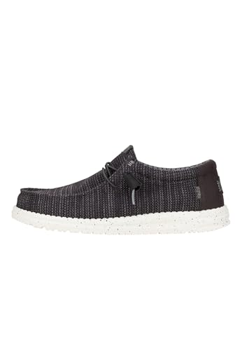 HEYDUDE Wally Stretch Sox Black/White Size 12, Men’s Shoes, Slip-on Loafers, Comfortable & Light-Weight