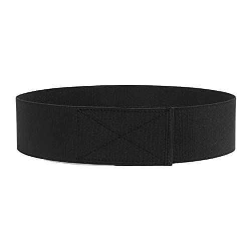 DAIHAN Ladies Elastic Belt Decorative Adjustable Velcro Waistband Black Elastic Skinny Belt Thin Waist Belt Solid Color Corset Cinch Elasticity Girdle Wrap for Dress/Coat Black