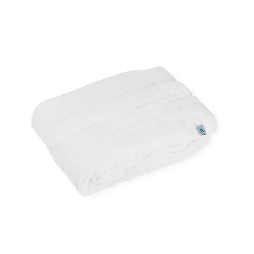 Image of Little Unicorn 100% Certified Organic Newborn Receiving Quilt | Ultra- Soft, Multi-Layered Muslin Fabric | Gift for Newborns & on-The-go (White)