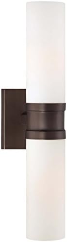 Minka Lavery Wall Sconce Lighting 4462-647 Glass Reversible 120w (18"H x 4"W) Damp Bath Vanity Fixture, Bronze