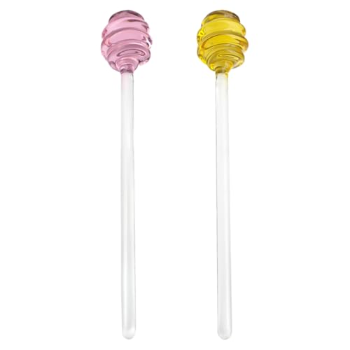 PRETYZOOM Set 2pcs Long Handle Honey Stirrer Jam Stirrer Glass Syrup Spoon Versatile for Coffee Milk Espresso Perfect for Party Banquet