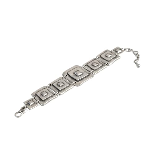 The Ancient Bazaar Silver-Plated Geometric Pyramid Link Bracelet for Women,