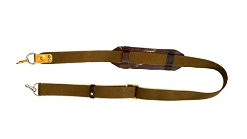 Soviet Russian Rifle Gun Shotgun Sling Strap Shoulder Pad Brown Leather and Canvas for Kalashnikov, SKS, SVD and Other