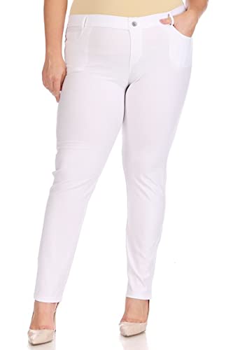 FashionStream Women's Plus Size Casual Comfy Slim Pocket Jeggings Jeans Pants with Button