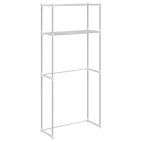 Mokuyary - Estantería para lavadora (70 x 27 x 136 cm, aluminio, armario para lavadora y secadora, mueble de almacenamiento por encima del inodoro, estante para cuarto de baño, color blanco