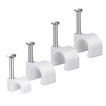Cable Wire Clips 4mm 6mm 8mm 10mm Cable Management RG6 RG59 CAT5 CAT6 RJ45 Electrical Ethernet Dish TV Speaker Wire Cord Tie Holder Single Coaxial Nail ClampsPack of 2000