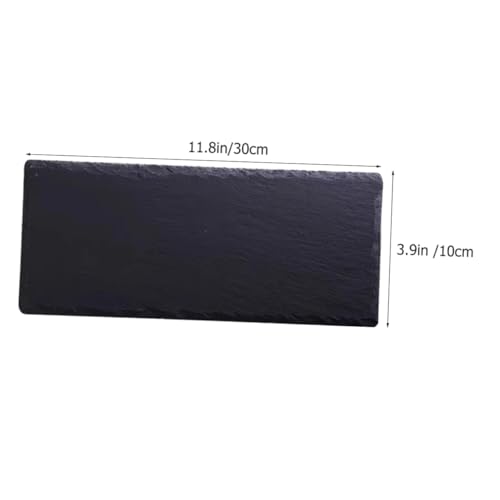 Plato rectangular de piedra para sushi 30x10 cm negro miniatura 2