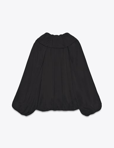 Watashi Women Puffed Bomber Jacket Loose Fit Casual Batwing Sleeve Ruffle Collar Versions Zip Front Pleated Shirts Streetwear2