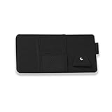 DWARFOO 1 Pack Car Sun Visor Organizer, Sunglasses Holder for Car Sun Visor, Auto Interior Accessories Pocket Organizers Can Store for Sunglasses, Documents, Cards, Pen, Drivers License (Black)