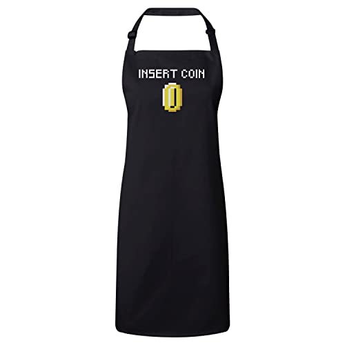 Tablier cuisine noir lavable anti tache motif jeux vidéo rétro