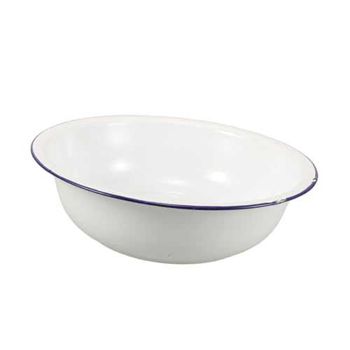 Bassine en émail blanc 34 cm multiusage pour bain de pieds et lessive vintage