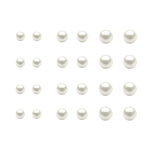 12 Pairs Black White Pearl Earrings Stud Sets2
