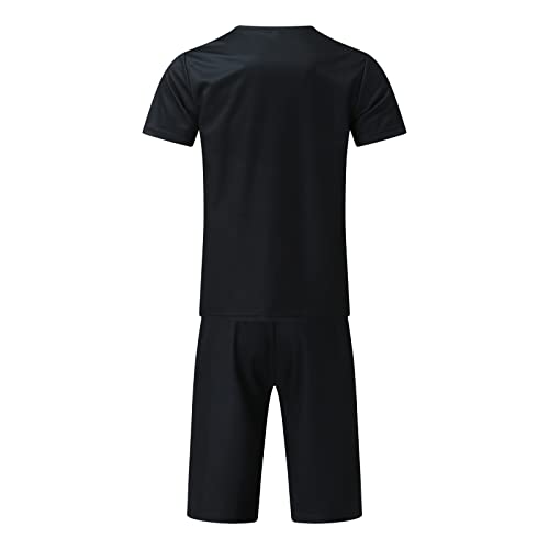KPNV Conjunto de 2 peças de agasalho masculino de verão listrado, camisetas de manga curta, shorts,