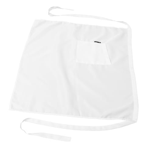 KICHOUSE Waitress Apron Bakery Apron Short Waist Apron Restaurant Apron Woman Waist Apron Serving Apron Cotton Apron with Pockets Kitchen Half Apron Working Apron Kitchen Apron White