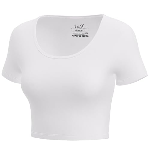 Basic Crop Tops for Women Short Sleeve T-Shirts Scoop Neck Cropped Shirts Women's Crop Top Cute Summer Tops Slim Fit Tees2