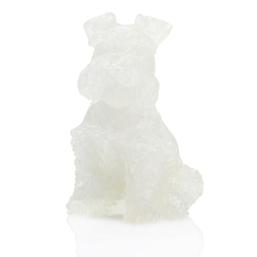 Figura de perro Schnauzer en cristal blanco de 4 pulg