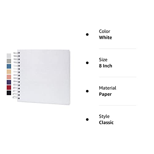 Potricher 8 X 8 Inch Diy Scrapbook Photo Album Hardcover Kraft Blank White Page Wedding And Anniversary Family Photo Album (White, 8 Inch) #TOP6