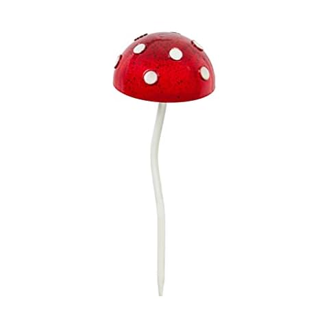 Evergreen Garden 12.5" H Glow in The Dark Mushroom Plant Pick, Red Cover