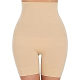 SIMIYA Bauchweg Unterhose Damen Hohe Taille Shapewear Nahtlose Miederhose mit Bein Figurenformend Miederpant Baumwolle Unterwäsche Hose unter Kleid Kurze Shorts(Beige, S)
