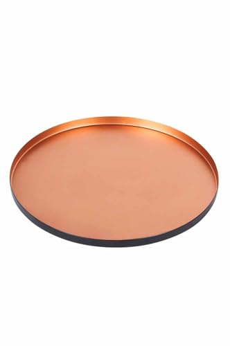 Marrakesch Orient & Mediterran Interior Plateau rond oriental en métal Monaco 25 cm, plateau de service, couleur extérieure : noir, intérieur : cuivre, 25,5...
