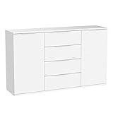 Capri Schlafzimmer Kommode in Weiß - modernes & ausdrucksstarkes Softclose Sideboard für Ihr Schlafzimmer - 150 x 90 x 38 cm (B/H/T)