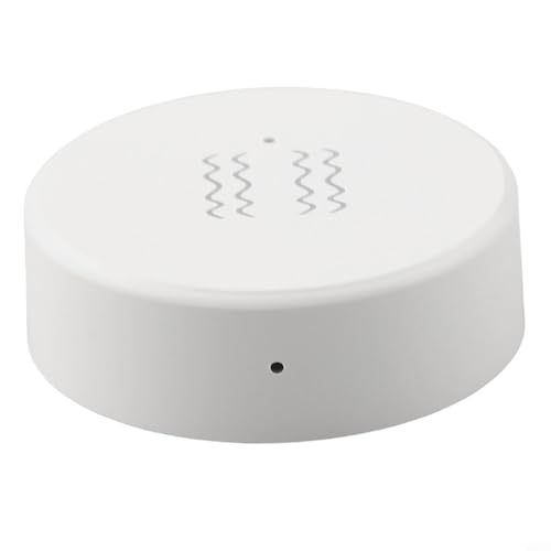 Capteur de vibrations avec détection d'inclinaison, alarme réelle et sensibilité réglable pour la sécurité à domicile, fonctionne avec application, blanc, 40 x 40 x 13 mm