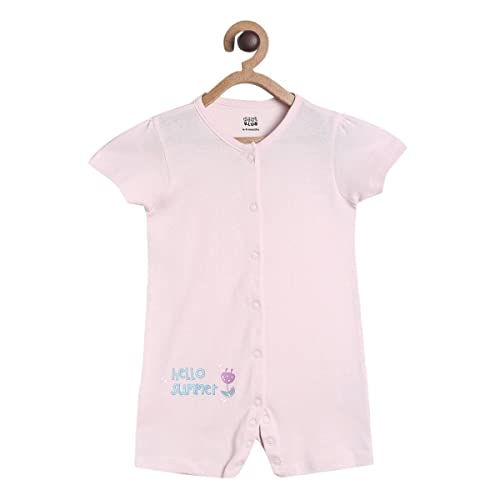 Image of miniklub Baby Front Open Round Neck Short Sleeve Knitted Cotton Multi Color Romper, Pack Of 2 (9-12M)