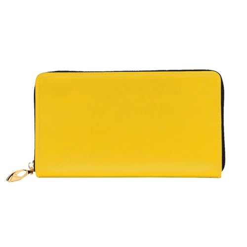 Milk Duck Yellow Leather Wallet for Women Long Coin Purse Ultra Slim Credit Cards Holder Bifold Clutch