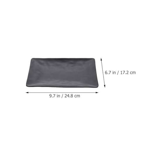 2 piezas platos sushi melamina negros rectangulares miniatura 2