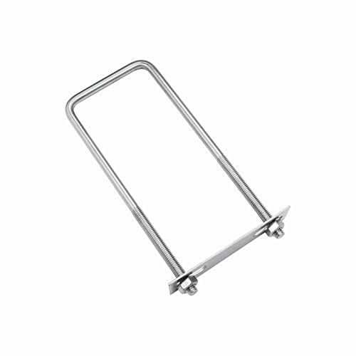 Image of 304 Stainless Steel Square U-Bolts 2 inch(50mm) Inner Width, 4 inch(100mm) Length Stainless M8 with Nuts, Frame Plate, Accessories for Automobiles Trailer, Boat Trailer Industrial Parts