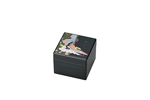 中谷兄弟商会『山中漆器』鏡付ピアスBOX 黒 みやび 36-3402 幅8X奥行8X高さ6.5cm