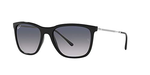 Image of Ray-Ban Unisex Sunglasses Black Frame, Blue /Grey Lenses, 56MM