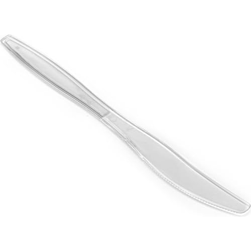 ALGON | 216 Cuchillos Desechables de Plástico Resistentes y Seguros para Alimentos - Cuchillos Desechables 19,6 cm Ideales para Fiestas, Eventos, Restaurantes y Negocios de Comida