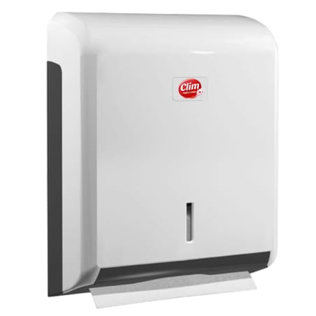 Clim Profesional Pack Dispensador Toallas Zig Zag 600 uds y Caja 3000 | ABS Blanco, Cerradura y Llave, Doble Capa Suave, 20 Paquetes de 150uds, Aseos Públicos