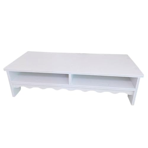 Rehausseur d'écran PC blanc en composite avec double rangement de bureau - 2