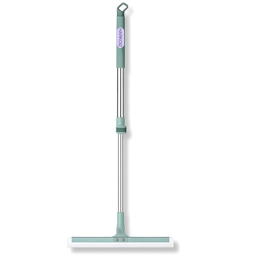 Image of Floor Squeegee Hair Scraper with 180 Rotating Head & Telescopic Handle | Magic Broom Floor Cleaner for Hair, Dust & Water Rubber Blade Floor Wiper for Bathroom, Kitchen Tile, Marble Pet Hair Cleaning