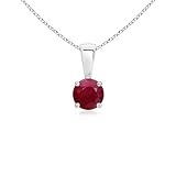 Angara Natural 0.34 Ct Ruby Solitaire Pendant Necklace for Women in Sterling Silver (Grade-A |...