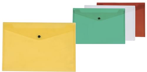 Q-Connect Aktentasche A4 transluzent Rot/Kuvertmappe mit Klammer/Dokumententasche zum Abheften Dokumentenmappe