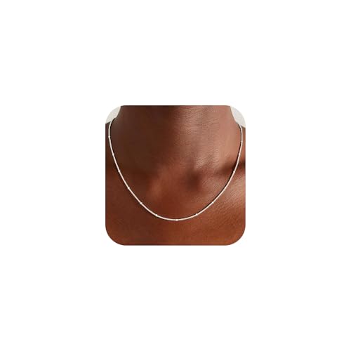 SLOONG Sterling Silber 925 Kette Damen - 1.2mm Breit Satellitenkette Silber Halskette Silberkette Jewelry Schmuck Geschenke für Damen 51cm
