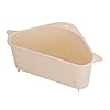 SKINII Drainage Basket, Kitchen Sink Triangle Drain Basket with Suction Cups Can Be Hungable Fruit and Vegetable Skin Storage Basket Can Put Sponge (Color : Beige)