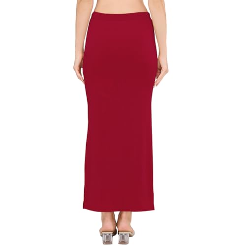 Image of DESI GIRL Satin Shimmer Stretchable Saree Shapewear Petticoat with Drawstring for Women | Mermaid fit Saree Petticoat with Side Slit for Easy Movement | Saree Shaper | Long inskirt